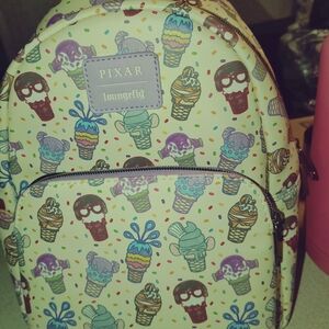 Loungefly Pixar Ice Cream Cone Backpack - Cream and Multicolor